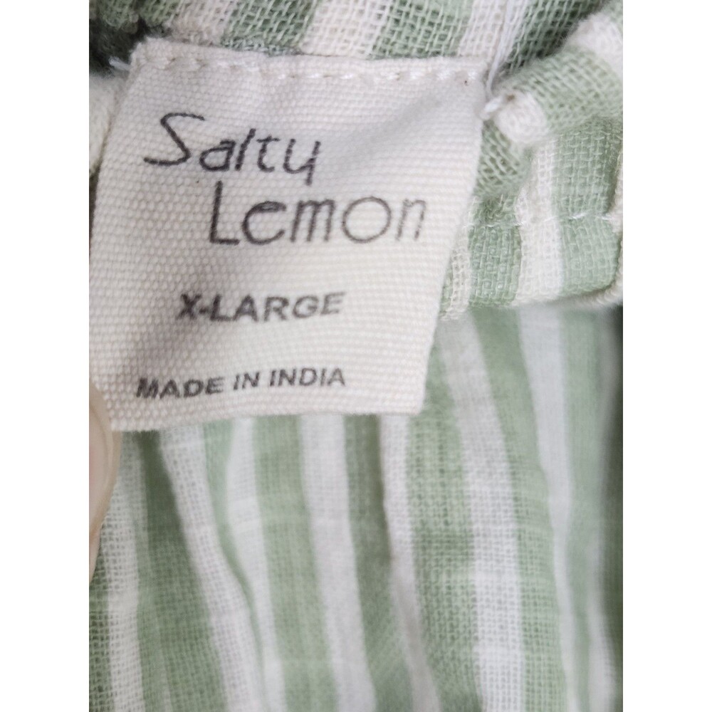 Salty Lemon Women's XL White Green Stripe Beach Pants Leg Slits Boho - Picture 6 of 13
